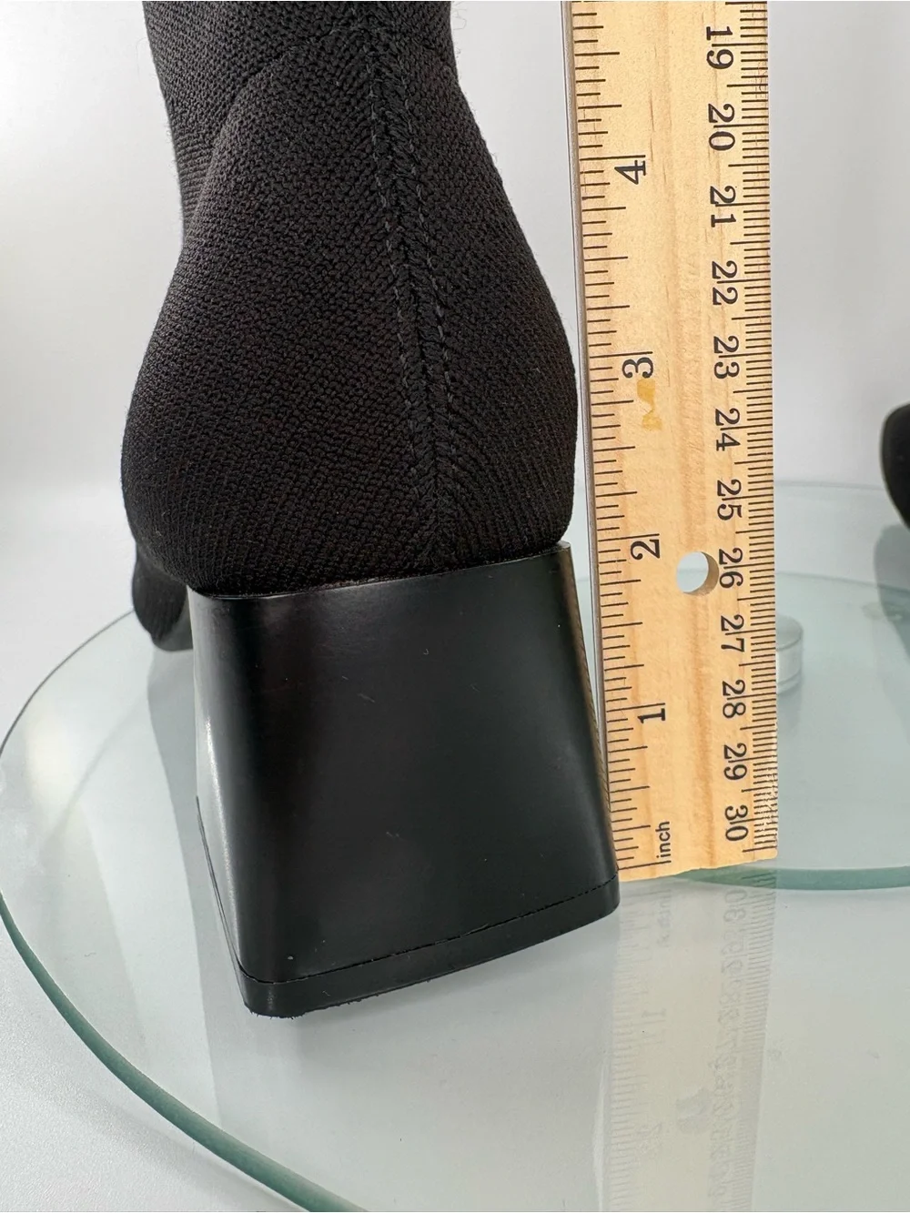 Vivaia Regina Pro Sock Ankle Boots Black Knit Square Toe Block Heel Size 38/7.5